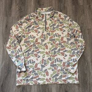 BURLEBO Mens Large 1/4 Zip Lightweight Performance Pullover-Driftwood Camo